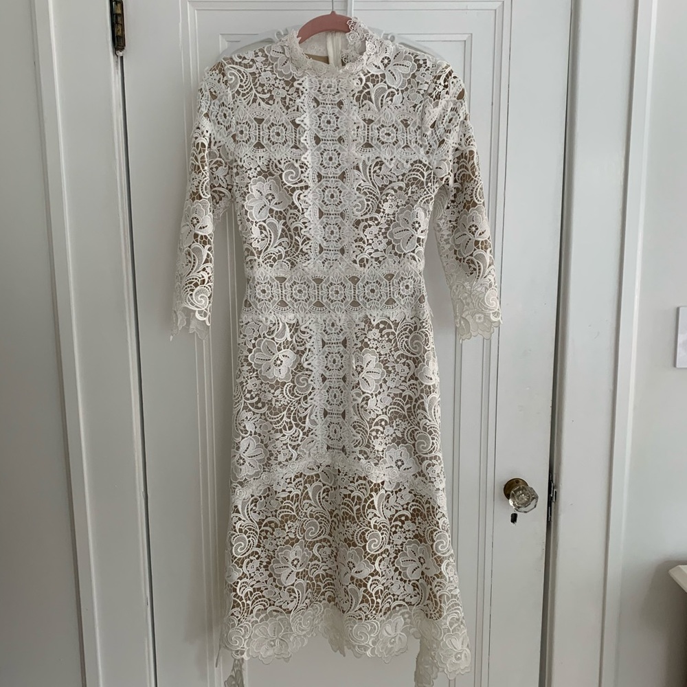 White midi lace dress